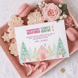 Pink GingerBread Winter Onederland 1. Geburtstag Dankeskarte