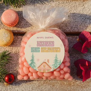 Pink GingerBread Winter Onederland 1. Geburtstag Runder Aufkleber