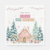 Pink GingerBread Winter Onederland 1. Geburtstag Serviette (Vorderseite)