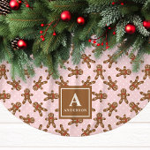 Pink Gingerbrei Man Monogram Christmas Polyester Weihnachtsbaumdecke