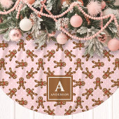 Pink Gingerbrei Man Monogram Christmas Polyester Weihnachtsbaumdecke