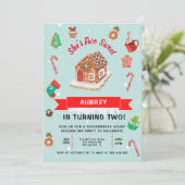 Pink Gingerbrett Weihnachten Einladung (Stehend Vorderseite)