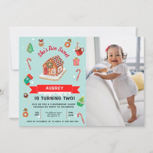 Pink Gingerbrett Weihnachten Einladung (Vorderseite)