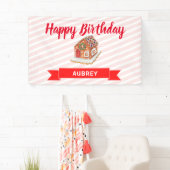 Pink Gingerbrett Weihnachten Erster Geburtstag Banner (Insitu)