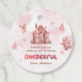 Pink Gingerbrett Weihnachten Erster Geburtstag Geschenkanhänger (Vorderseite)