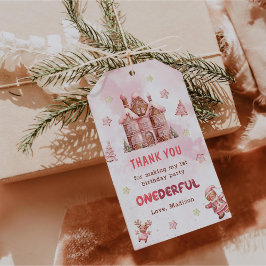 Pink Gingerbrett Weihnachten Erster Geburtstag Geschenkanhänger