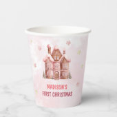 Pink Gingerbrett Weihnachten Erster Geburtstag Pappbecher (Vorderseite)