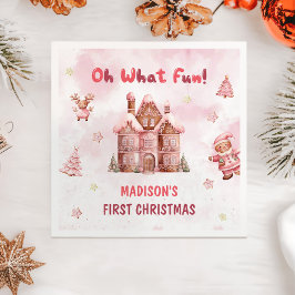 Pink Gingerbrett Weihnachten Erster Geburtstag Serviette
