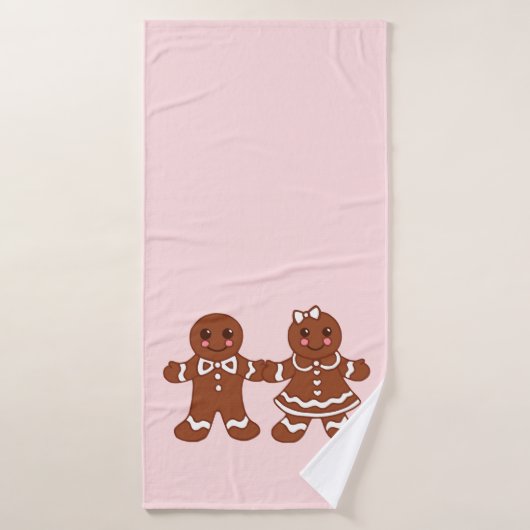 Pink Gingerbrot Boy & Girl Bath Handtuch Badehandtuch (Badehandtuch)