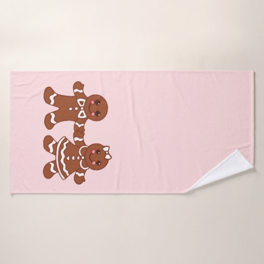 Pink Gingerbrot Boy & Girl Bath Handtuch Badehandtuch (Badehandtuch)