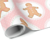 Pink Gingerbrot Cookie Geschenkpapier (Rolleneckpunkt)