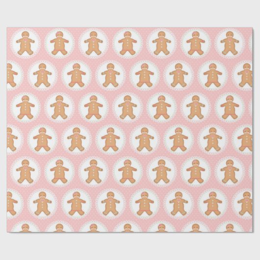 Pink Gingerbrot Cookie Geschenkpapier (Flach)