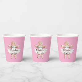 Pink Gingerbrot Girl Ballerina Ballet Geburtstag Pappbecher