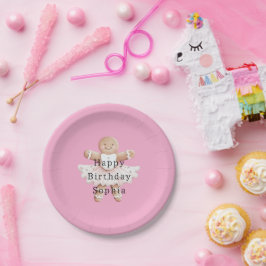 Pink Gingerbrot Girl Ballerina Ballet Geburtstag Pappteller
