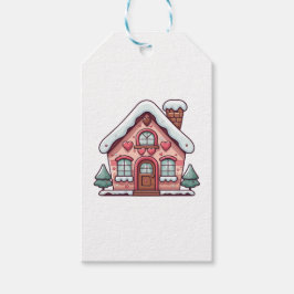 Pink Gingerbrot Haus mit Herz Geschenkanhänger
