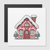 Pink Gingerbrot Haus mit Herz Magnetkarte (Vorne/Hinten)