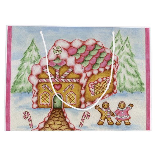 Pink Gingerbrot Hausgebäck Große Geschenktüte (Rückseite)