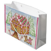Pink Gingerbrot Hausgebäck Große Geschenktüte (Rückseite Schrägansicht)
