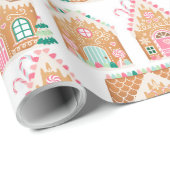 Pink Gingerbrot Hauswrapping Paper Geschenkpapier (Rolleneckpunkt)