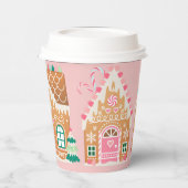 Pink Gingerbrot House Pappbecher (Links)