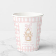 Pink Gingerbrot House Party Paper Cups