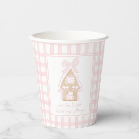 Pink Gingerbrot House Party Paper Cups Pappbecher (Vorderseite)