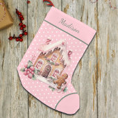 Pink Gingerbrot House Polka Dot Custom Kleiner Weihnachtsstrumpf