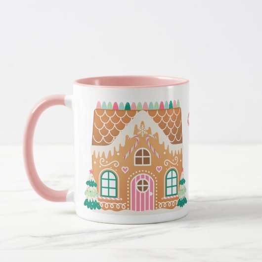 Pink Gingerbrot House Tasse (Links)