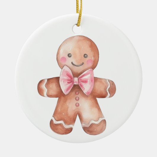 Pink Gingerbrot Mann Weihnachten Keramik Ornament (Vorne)