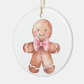 Pink Gingerbrot Mann Weihnachten Keramik Ornament (Links)