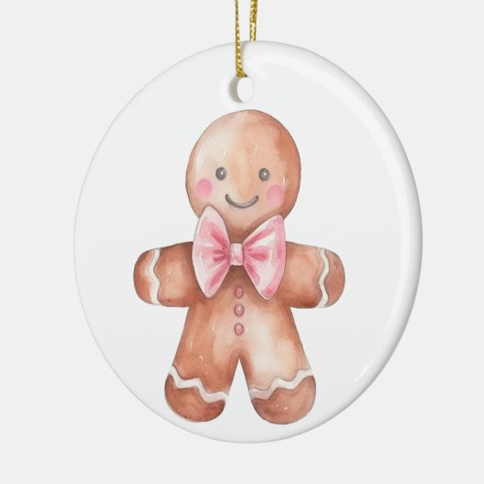 Pink Gingerbrot Mann Weihnachten Keramik Ornament (Links)
