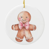 Pink Gingerbrot Mann Weihnachten Keramik Ornament (Hinten)