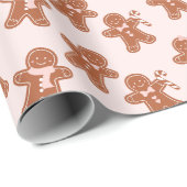 Pink Gingerbrot Weihnachten Feierliche Trendy Geschenkpapier (Rolleneckpunkt)