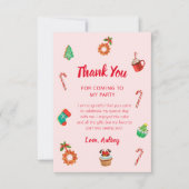 Pink Gingerbrot Weihnachten Geburtstag Dankeskarte (Vorderseite)