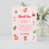 Pink Gingerbrot Weihnachten Geburtstag Dankeskarte (Stehend Vorderseite)