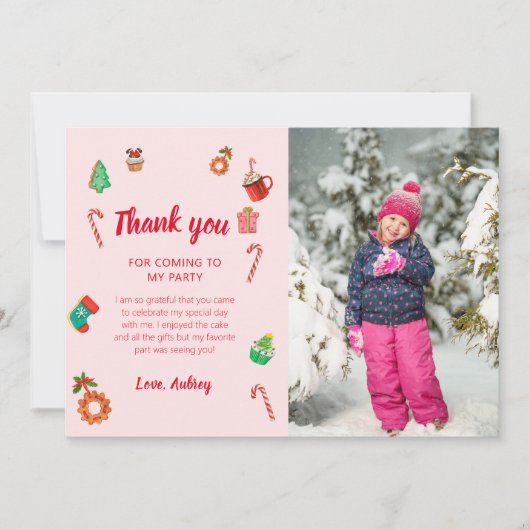 Pink Gingerbrot Weihnachten Geburtstag Dankeskarte (Vorderseite)