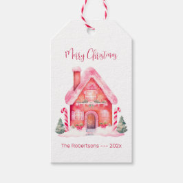 Pink Gingerbrot Weihnachten im Haus Geschenkanhänger