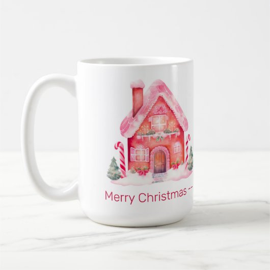 Pink Gingerbrot Weihnachten im Haus Kaffeetasse (Links)