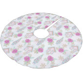 Pink Gingerbrot Weihnachten Polyester Weihnachtsbaumdecke (Schrägansicht)