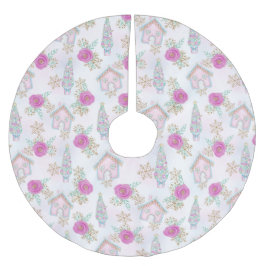 Pink Gingerbrot Weihnachten Polyester Weihnachtsbaumdecke