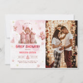 Pink Gingerbrot Weihnachtsdusche Foto Einladung (Vorderseite)