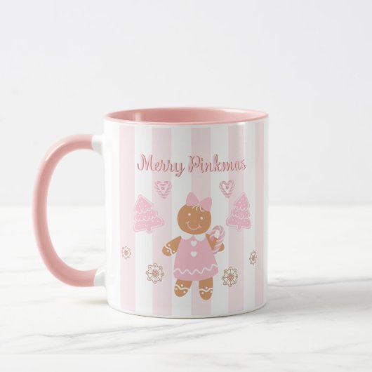 Pink Gingerbrot Weihnachtsfeiertage Tasse (Links)