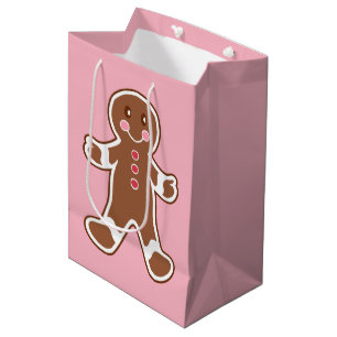 Pink Gingerbrot Weihnachtsgeschenk Tasche Mittlere Geschenktüte