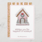 Pink Gingerbrot Weihnachtskarte Einladung (Vorne/Hinten)