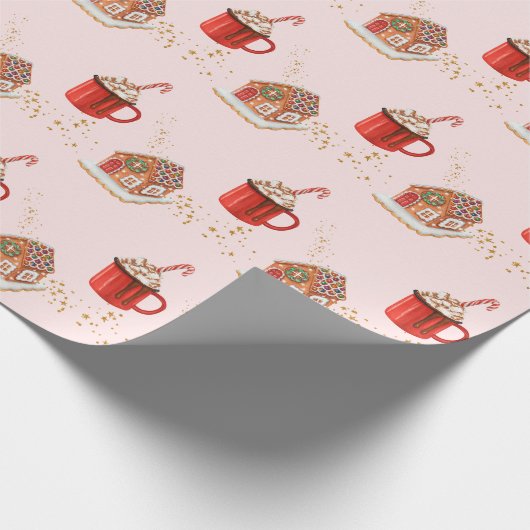 Pink Gingerbrot Weihnachtswrapping Paper des Hause Geschenkpapier (Ecke)