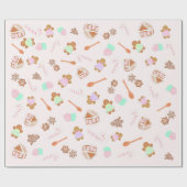 Pink Gingerbrot Weihnachtswrapping Paper des Hause Geschenkpapier (Flach)