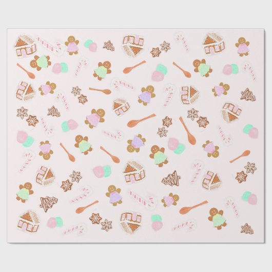 Pink Gingerbrot Weihnachtswrapping Paper des Hause Geschenkpapier (Flach)