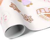 Pink Gingerbrot Weihnachtswrapping Paper des Hause Geschenkpapier (Rolleneckpunkt)