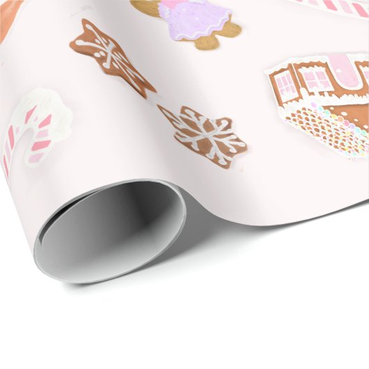 Pink Gingerbrot Weihnachtswrapping Paper des Hause Geschenkpapier (Rolleneckpunkt)