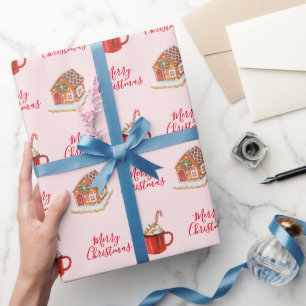 Pink Gingerbrot Weihnachtswrapping Paper des Hause Geschenkpapier